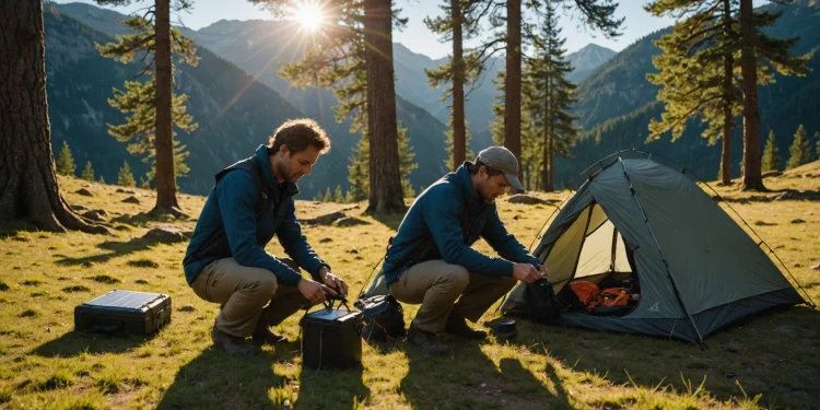 deux personnes faisant du camping lors d'un voyage